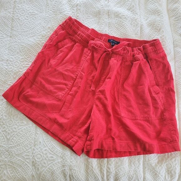 Nautica Linen Blend Red Women's Shorts Adjustable Drawstring Elastic Waist M - Picture 3 of 7